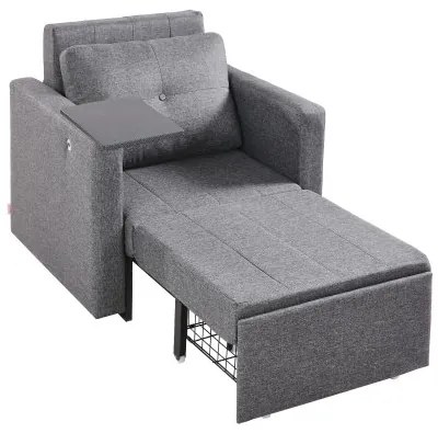 VEVOR Sleeper Sofa Bed with Side Pocket Pillow Desk Board 5 Adjustable Backrest