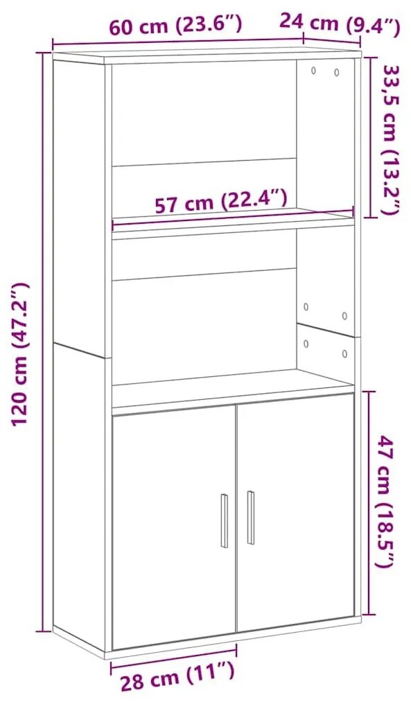 Βιβλιοθήκη Γκρι Σκυροδέματος 60x24x120 εκ. Επεξεργ. Ξύλο - Γκρι