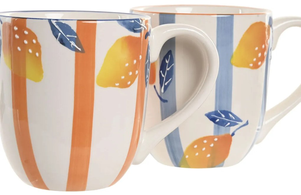 Κούπα Φλιτζάνι Home ESPRIT Κίτρινο Μπλε Λευκό Πορτοκαλί Λεμονί Μεσογείακός Με ανακούφιση 360 ml (4 Μονάδες)