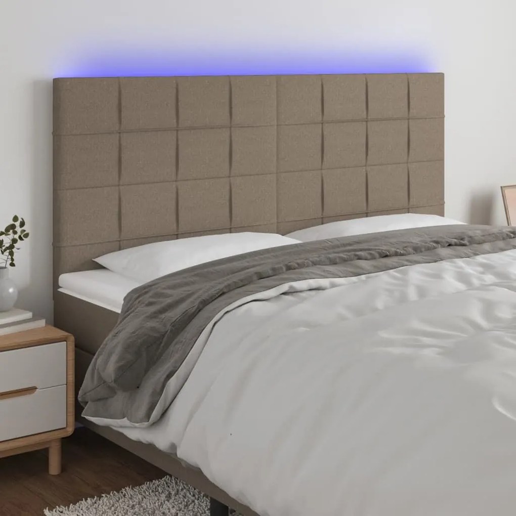 Κεφαλάρι Κρεβατιού LED Taupe 160x5x118/128 εκ. Υφασμάτινο 3122434