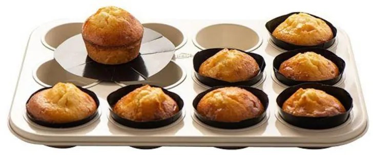 NoStik 1DDD690 Αντικολλητικό Muffin Liner, 12 τμχ, Επαναχρησιμοποιήσιμο, Αντικολλητικό, Μαύρο