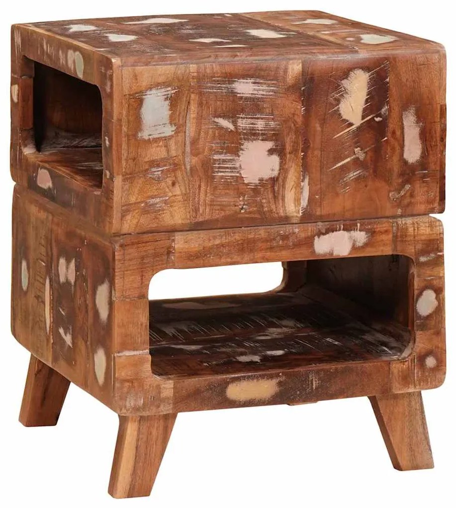 End Table με ράφι Καφέ 40 x 40 x 49 εκ Στερεό Ανακτηθέν Ξύλο