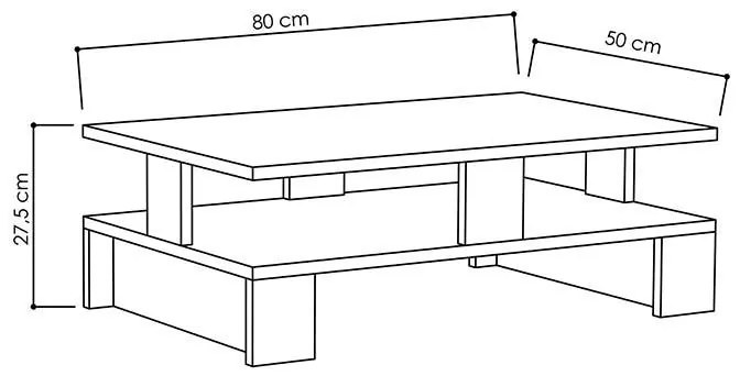 Τραπέζι σαλονιού Mansu χρώμα φυσικό 80x50x27,5εκ 80x50x27.5 εκ.