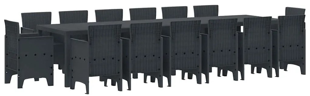vidaXL Σέτ φαγητού για κήπο 15 pcs Ανθρακί Rattan Polt