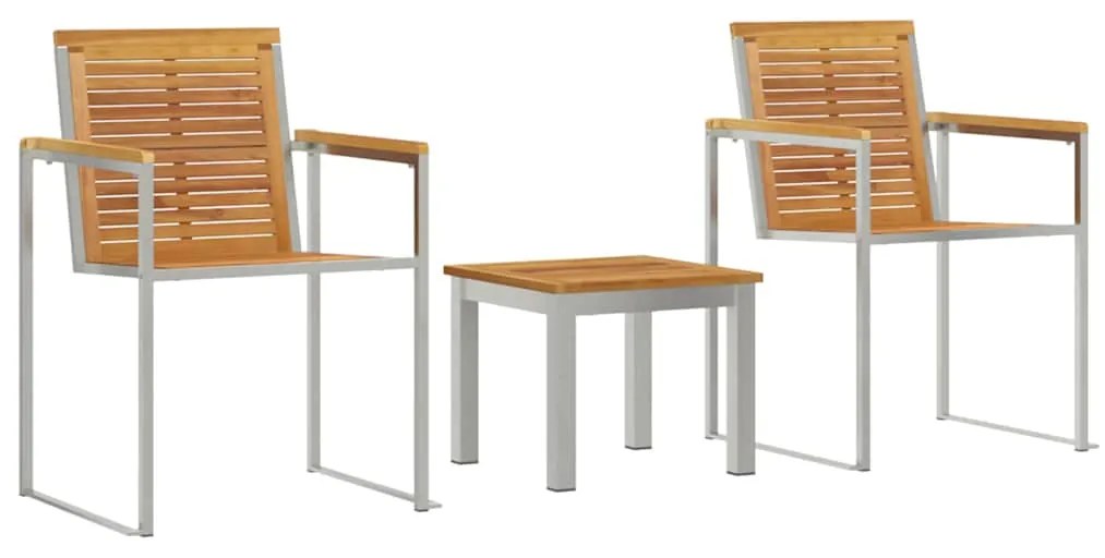 vidaXL Ξαπλώστρα 3-πρόσωπο 3 pcs Καφέ 200 x 60 x 88εκ Μασίφ ξύλο teak