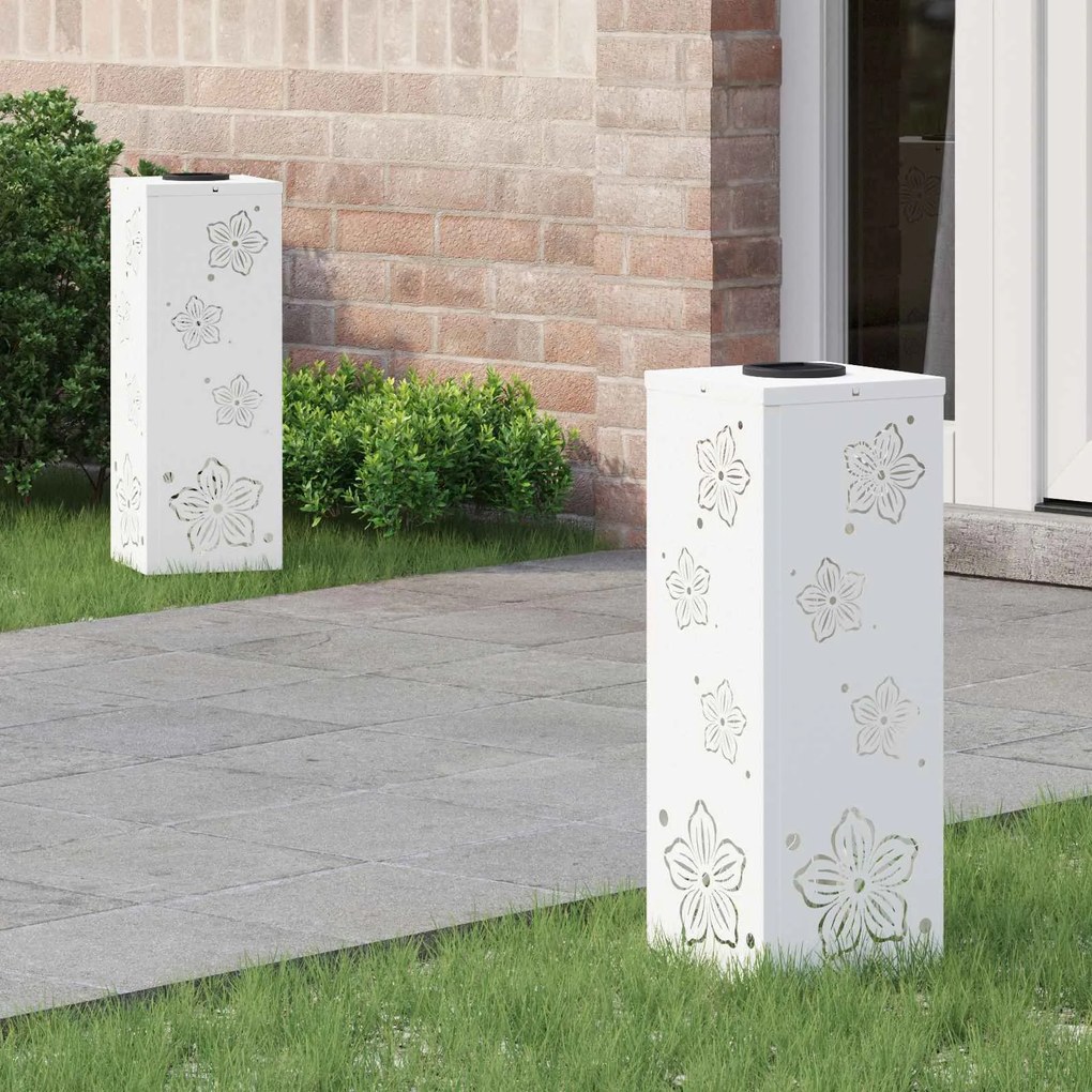 vidaXL Ηλιακό LED Φως Δρόμου 2 pcs Λευκό Κρύο Ρολαρισμένο Χάλυβα