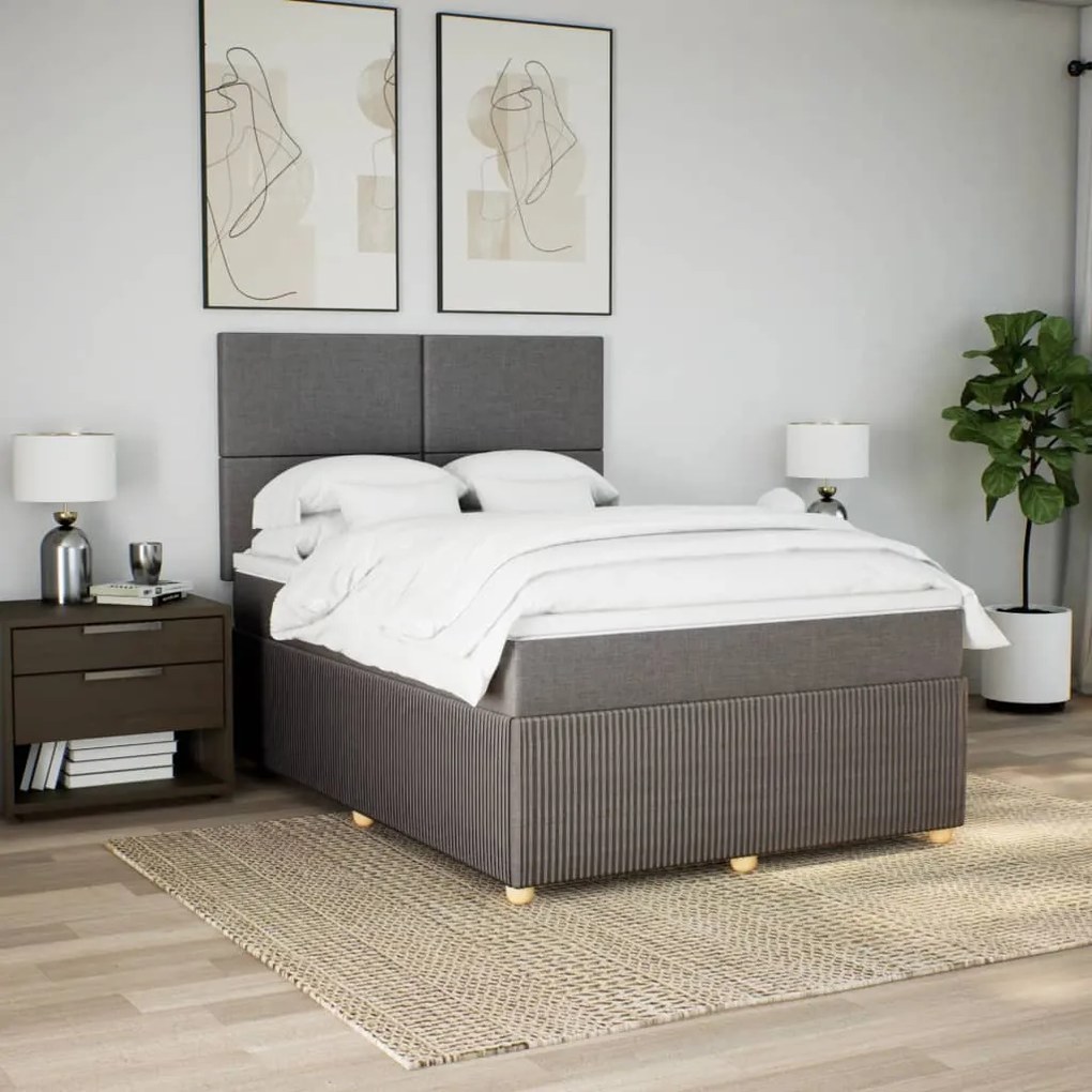 vidaXL Κρεβάτι Boxspring με Στρώμα Taupe 160x200 εκ. Υφασμάτινο