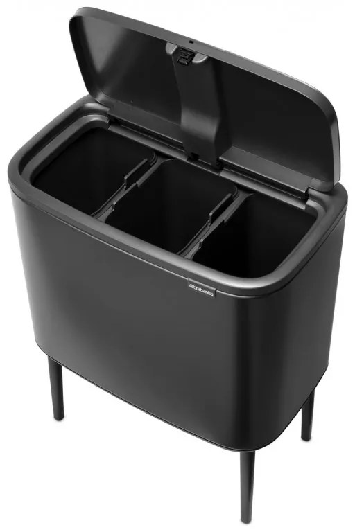 Κάδος Brabantia Bo Touch 1008857, 3x11 l, Ομαλό και αθόρυβο άνοιγμα, Μεγάλο άνοιγμα, Σκούρο γκρι