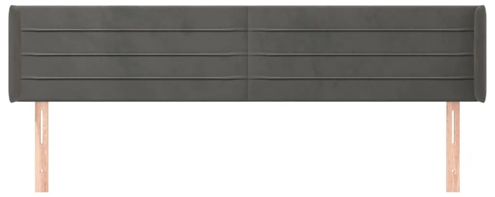 Κεφαλάρι με Πτερύγια Σκούρο Γκρι 183x16x78/88 εκ. Βελούδινο 3118969
