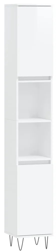 vidaXL Ντουλάπι Μπάνιου Γυαλιστερό Λευκό 30x30x190 εκ. Επεξεργ. Ξύλο