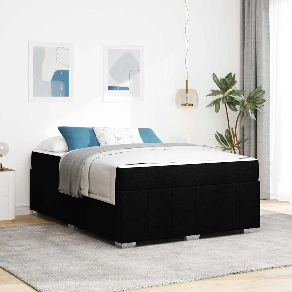 vidaXL Σκελετός Κρεβατιού Μαύρο 140 x 200 cm ύφασμα