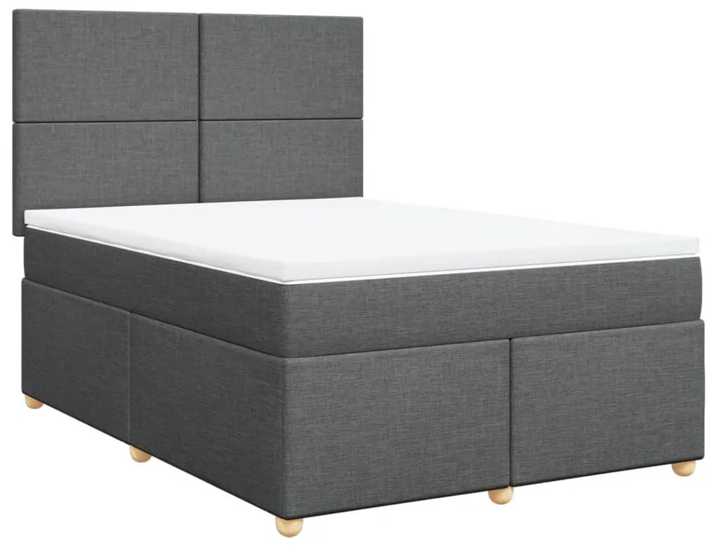 ΚΡΕΒΑΤΙ BOXSPRING ΜΕ ΣΤΡΩΜΑ ΣΚΟΥΡΟ ΓΚΡΙ 140X190 ΕΚ. ΥΦΑΣΜΑΤΙΝΟ 3293569