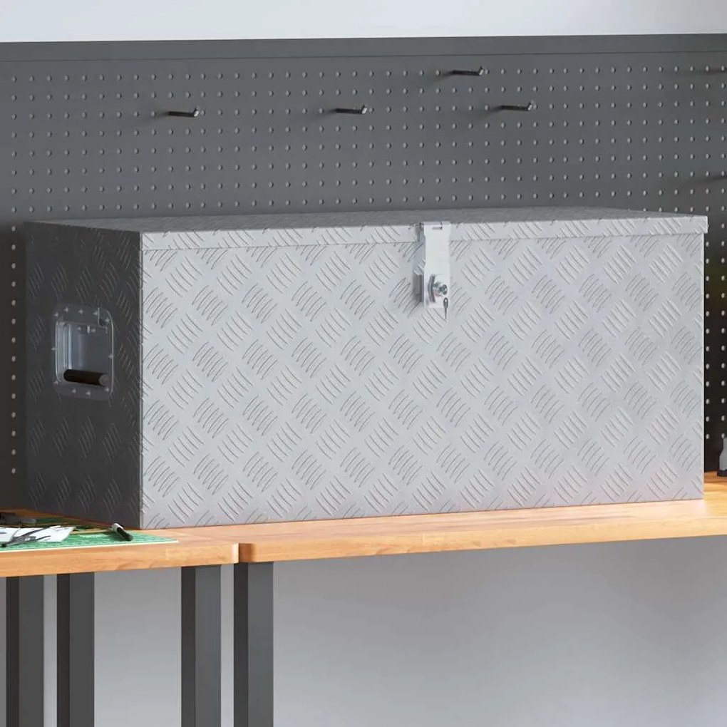 Κουτί Αποθήκευσης Ασημί 90,5 x 35 x 40 εκ. Αλουμινίου