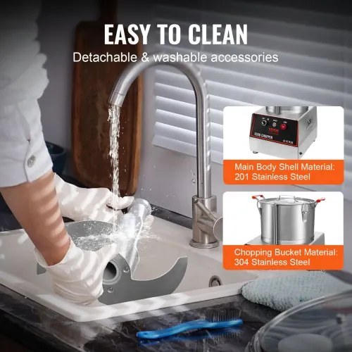 VEVOR Food Processor and Vegetable Chopper 750W 7 Quart Stainless Steel Blender