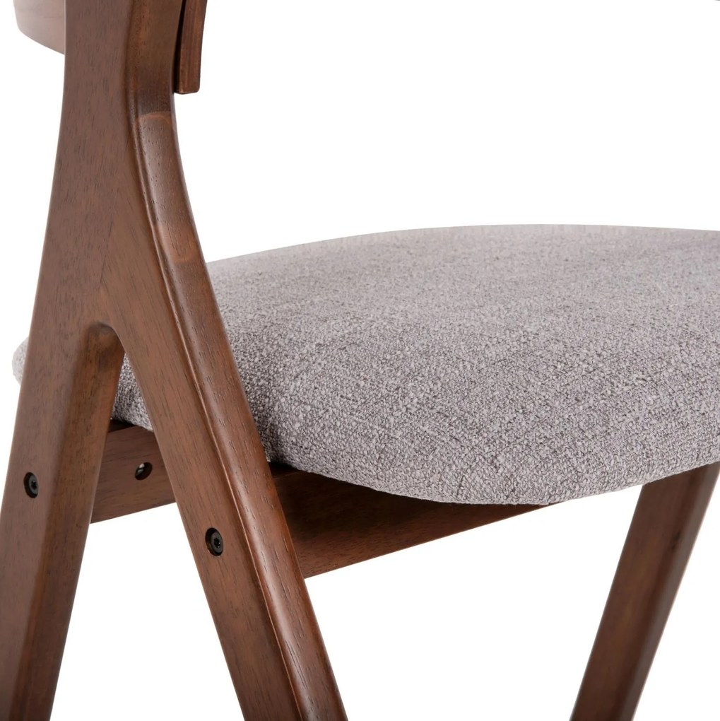 Καρέκλα NEKKER Rubberwood Καρυδί και Γκρί ύφασμα 56x55x78Yεκ. 2αδα 56x55x78 εκ.