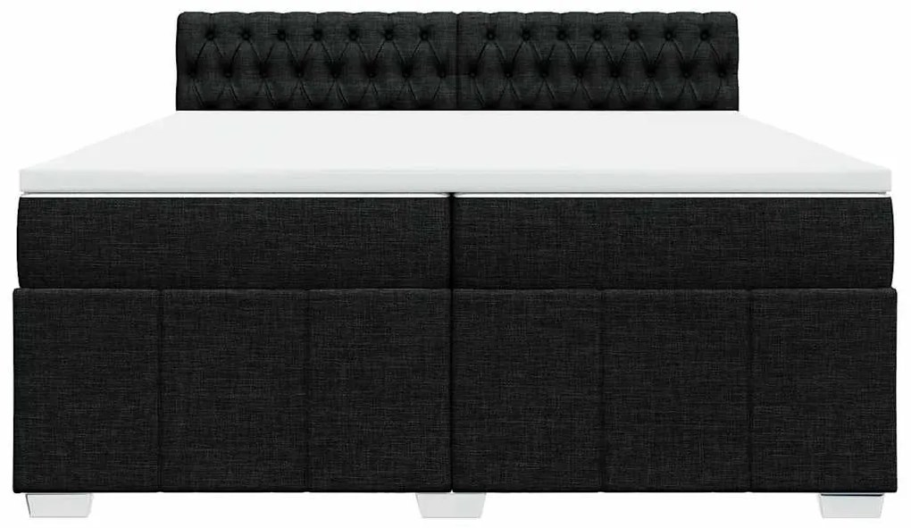 vidaXL Κρεβάτι Boxspring με Στρώμα Μαύρο 200x200 εκ. Υφασμάτινο
