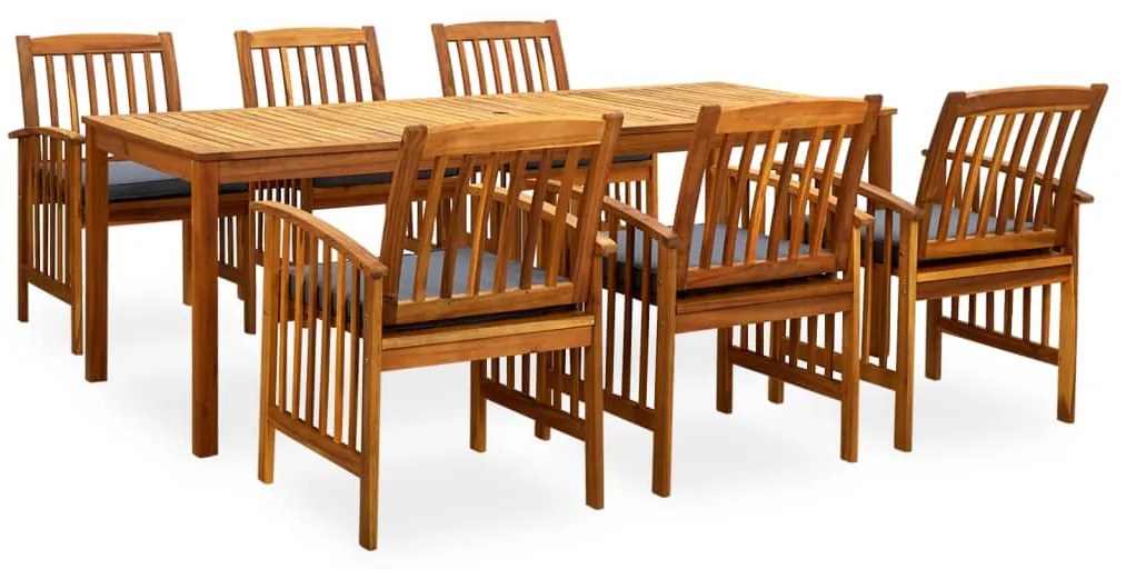 vidaXL Σετ Τραπεζαρίας Κήπου 7 τεμ. Μασίφ Ξύλο Ακακίας με Μαξιλάρια