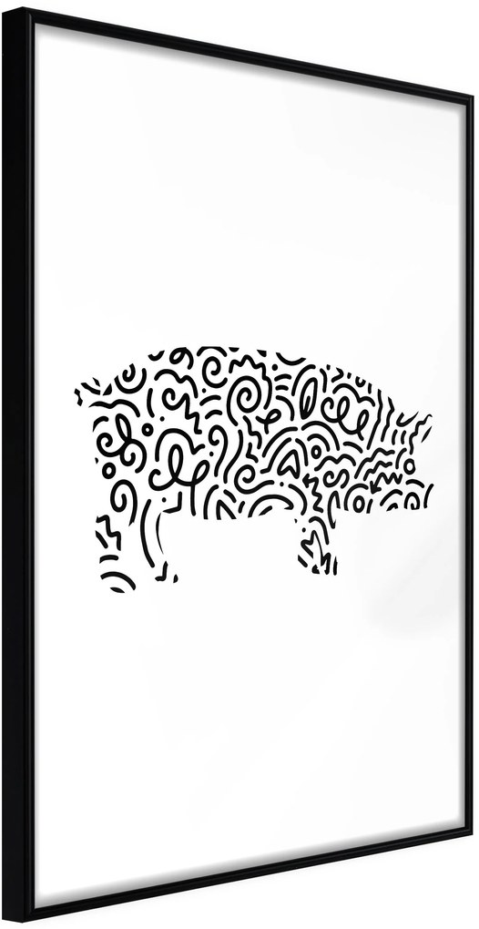 Αφίσα - Curly Pig  - 20x30 - Μαύρο - Χωρίς πασπαρτού