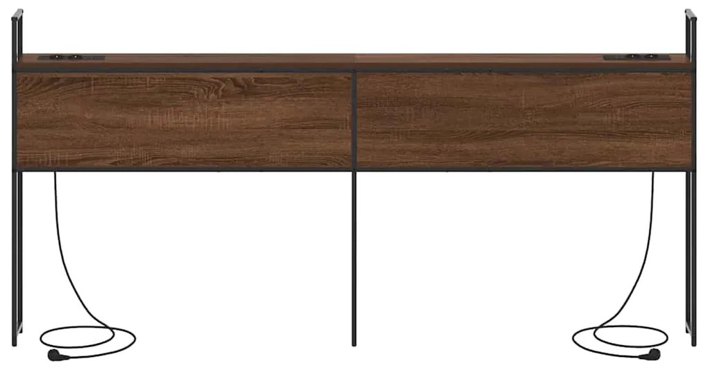 vidaXL Κεφαλάρι Αποθήκης με Σταθμό Φόρτισης με ράφι Καφέ δρυς 200 cm