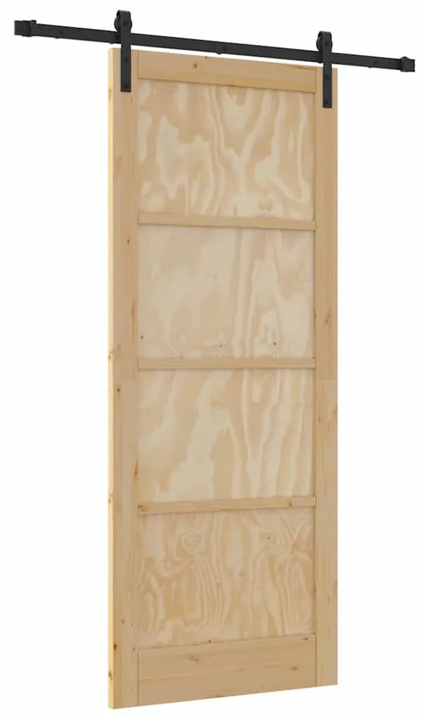 vidaXL Συρόμενη Πόρτα Φυσικό και μαύρο 86 x 211 cm