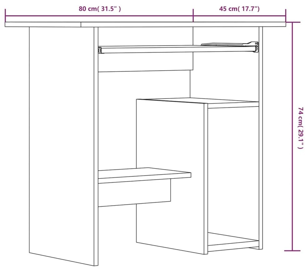 Γραφείο Καφέ Δρυς 80x45x74 εκ. από Επεξεργασμένο Ξύλο - Καφέ