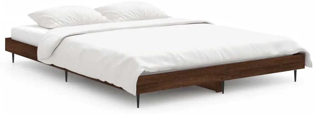 vidaXL Πλαίσιο Κρεβατιού Καφέ Δρυς 135x190 εκ. Επεξεργασμένο Ξύλο