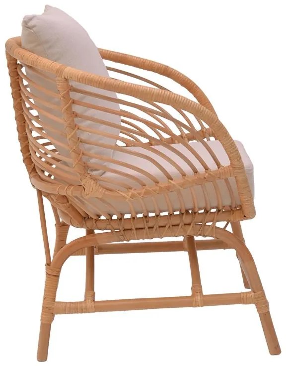 Καρέκλα - Πολυθρόνα Caxen φυσικό rattan-λευκό μαξιλάρι 72x63x75 εκ. 72x63x75 εκ.
