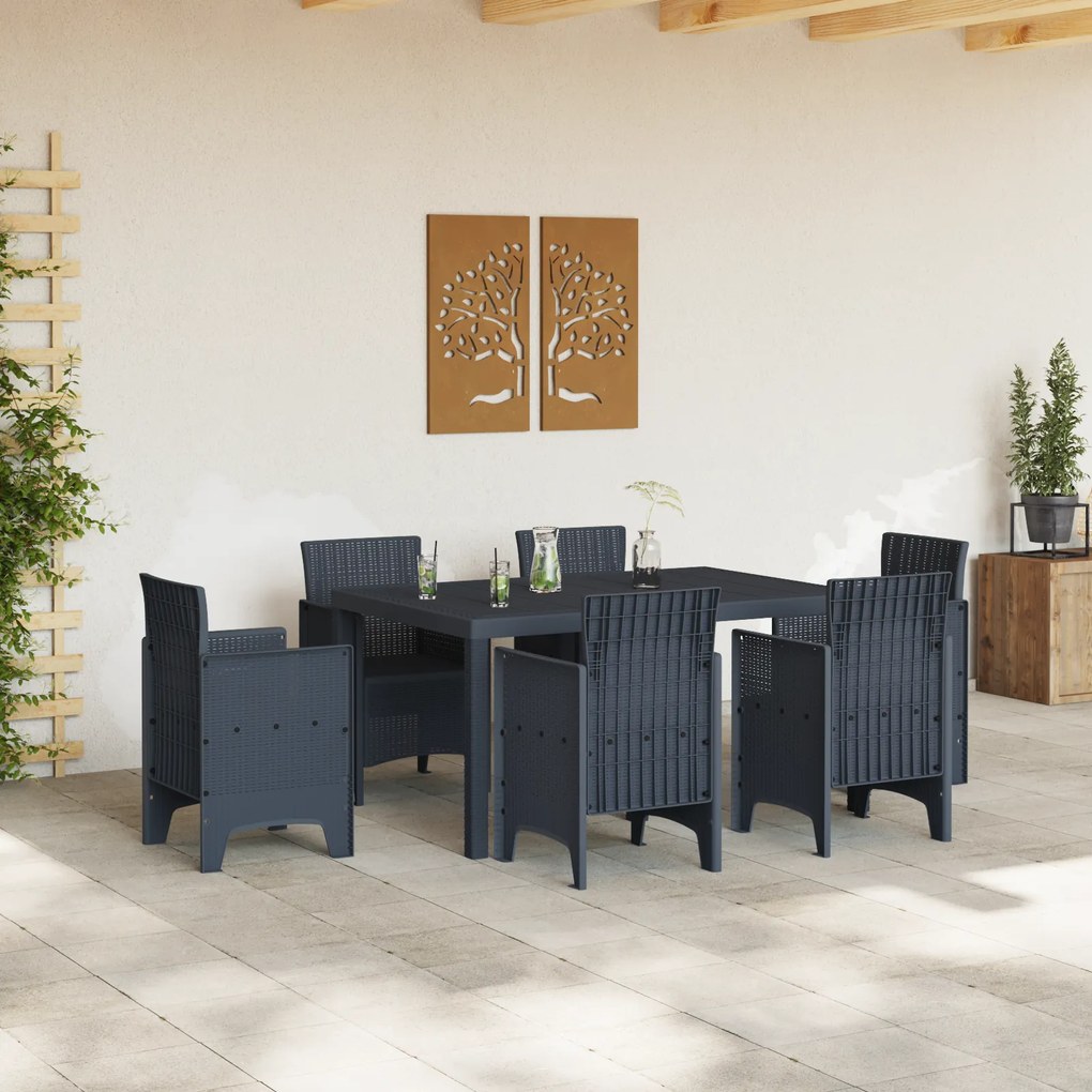 vidaXL Τραπέζι Κήπου Ανθρακί 150x100x73 εκ. Πολυ Ράτταν