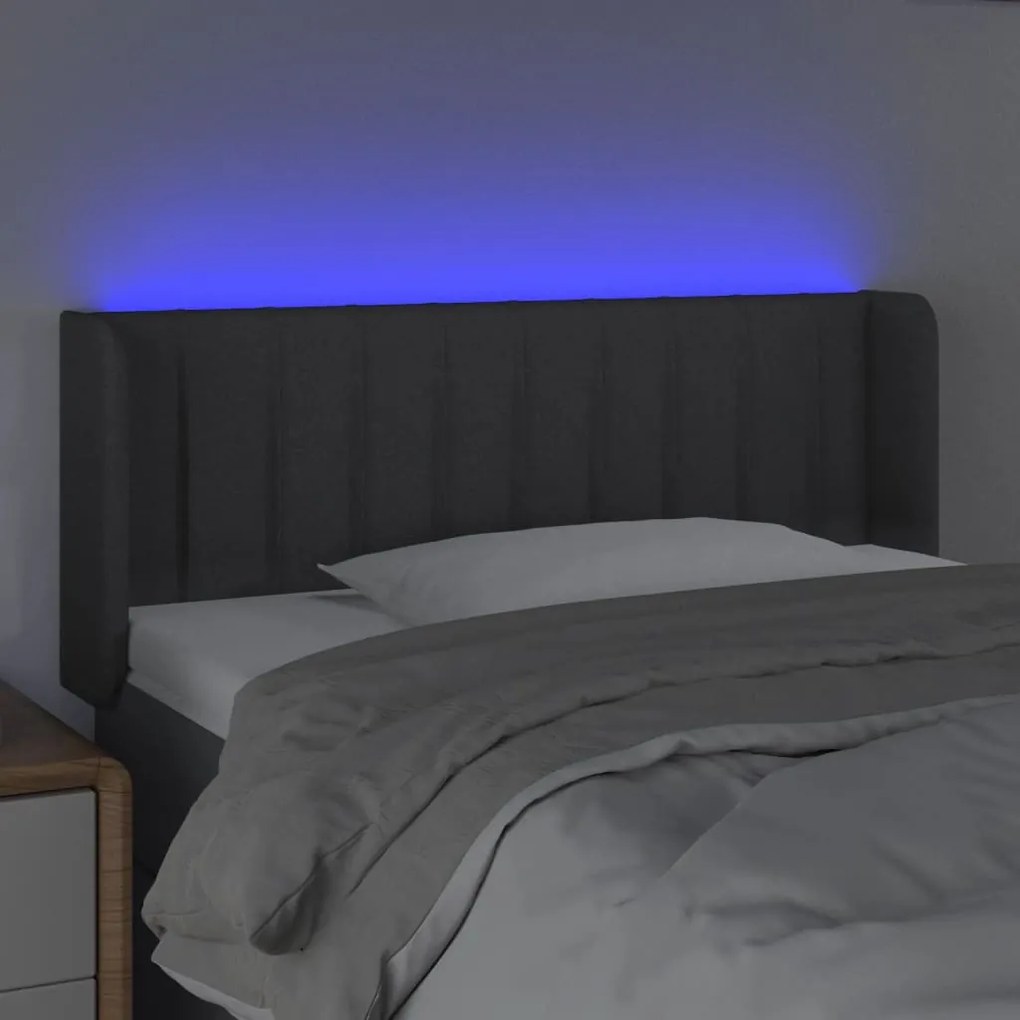 vidaXL Κεφαλάρι Κρεβατιού LED Σκούρο Γκρι 93x16x78/88 εκ. Υφασμάτινο