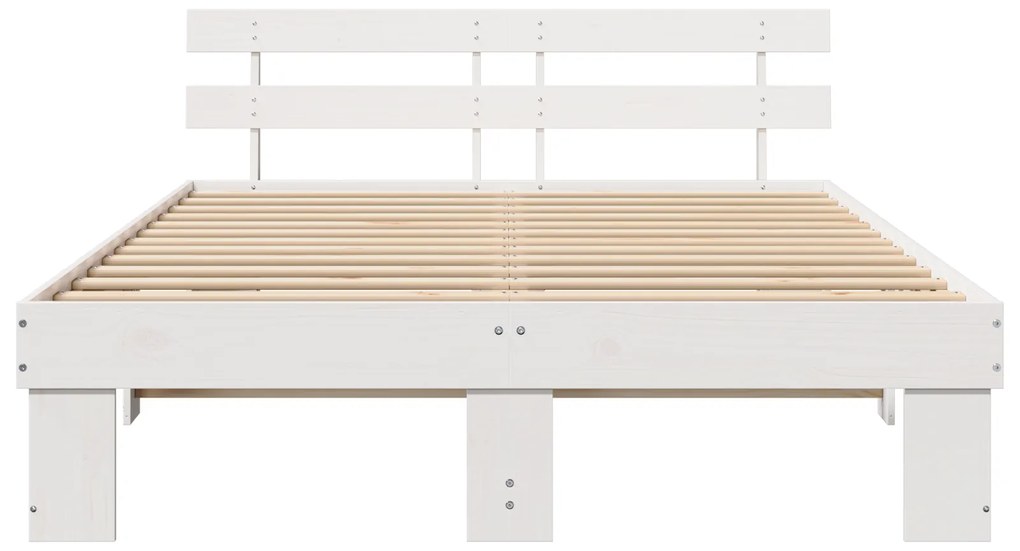 vidaXL Κρεβάτι με Κεφαλάρι Λευκό 140x200 εκ Μασίφ Ξύλο Πεύκου