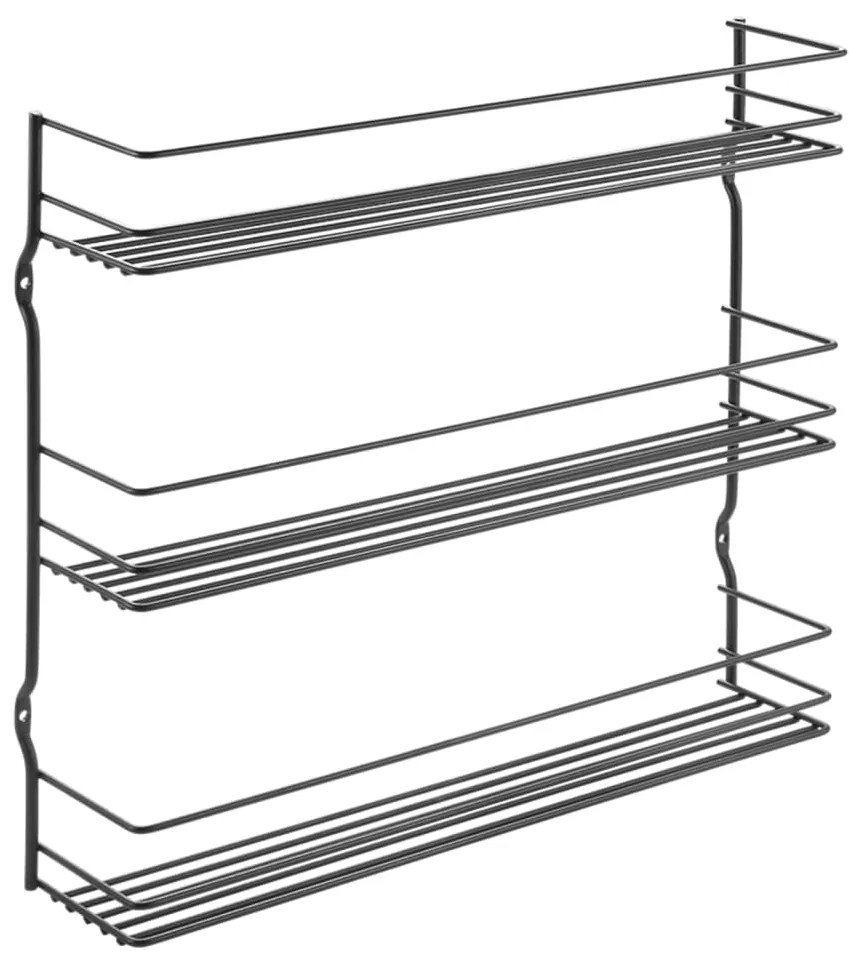 Metaltex Ράφι Μπαχαρικών Pepito Επιτοίχιο 3 Επιπέδων Μαύρο - Μαύρο