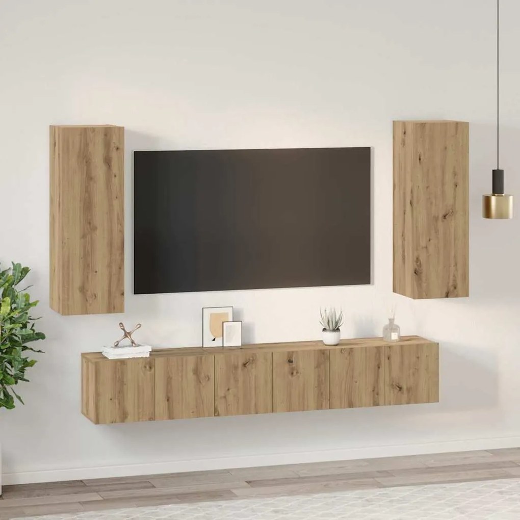 vidaXL Σετ επίπλου τηλεόρασης 5 pcs artisan δρυς 30.5 x 30 x 90 cm