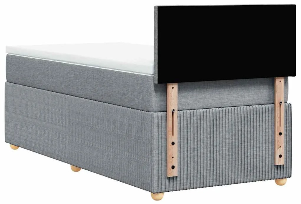 vidaXL Κρεβάτι Boxspring με Στρώμα Ανοιχτό Γκρι 90x200 εκ. Υφασμάτινο