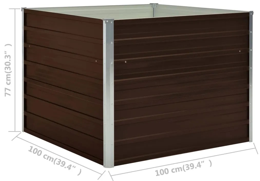 vidaXL Ζαρντινιέρα Ψηλή Καφέ 100 x 100 x 77εκ. από Γαλβανισμένο Χάλυβα