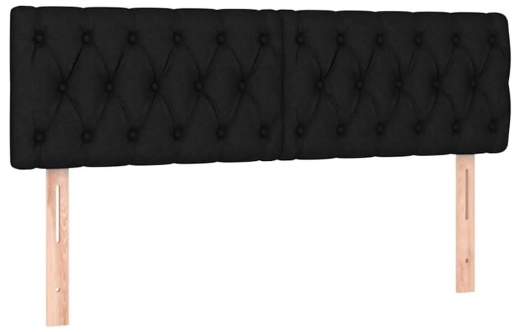 vidaXL Κεφαλάρι Κρεβατιού LED Μαύρο 144x7x78/88 εκ. Υφασμάτινο