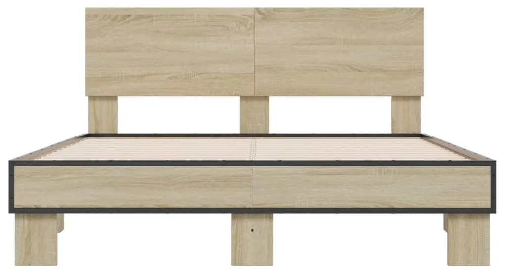 vidaXL Πλαίσιο Κρεβατιού Sonoma Δρυς 120x200 εκ. Επεξ. Ξύλο &amp; Μέταλλο
