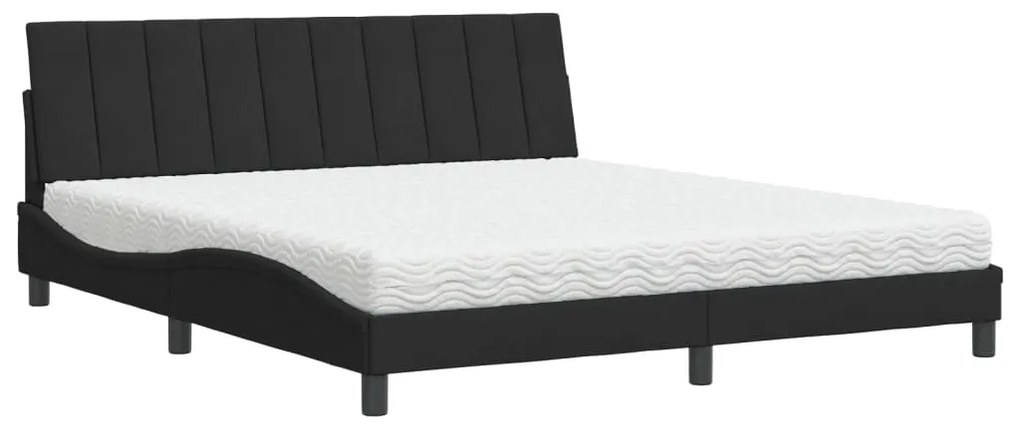 vidaXL Κρεβάτι με Στρώμα Μαύρο 180x200 εκ. Βελούδινο