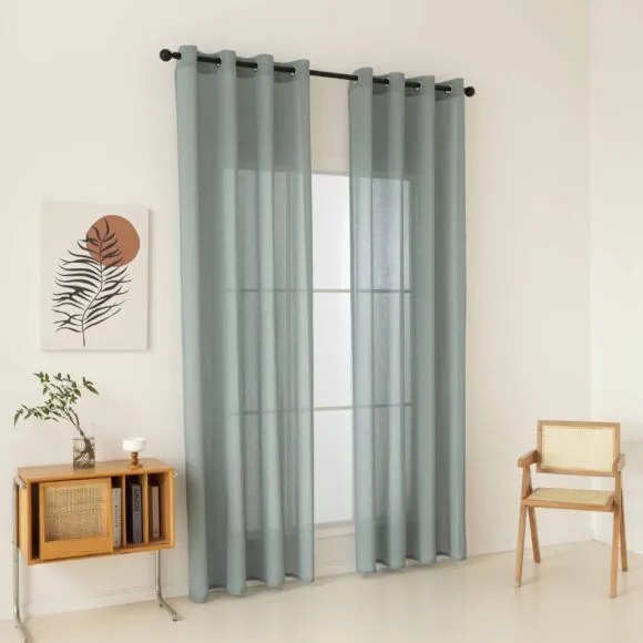 Beauty Home Κουρτίνα γάζα μονόχρωμη με 8 μεταλλικούς κρίκους Fit Art 8447 140x270 Βεραμάν