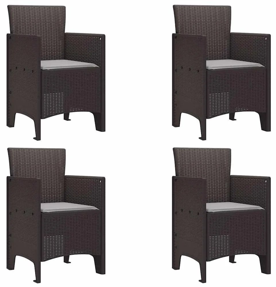 vidaXL Καρέκλες Κήπου 4 pcs Καφέ 53 x 49 x 85 εκ. Πλαστικό