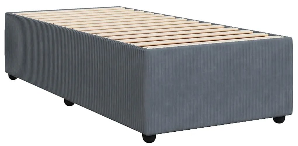 vidaXL Κρεβάτι Boxspring με Στρώμα Σκούρο Γκρι 100x200 εκ. Βελούδινο