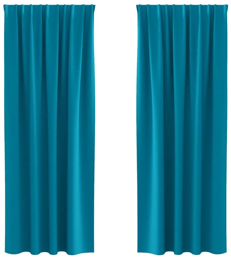 vidaXL Κουρτίνες με κουρτίνες 2 pcs Τιρκουάζ 260x140εκ. Πολυεστέρας