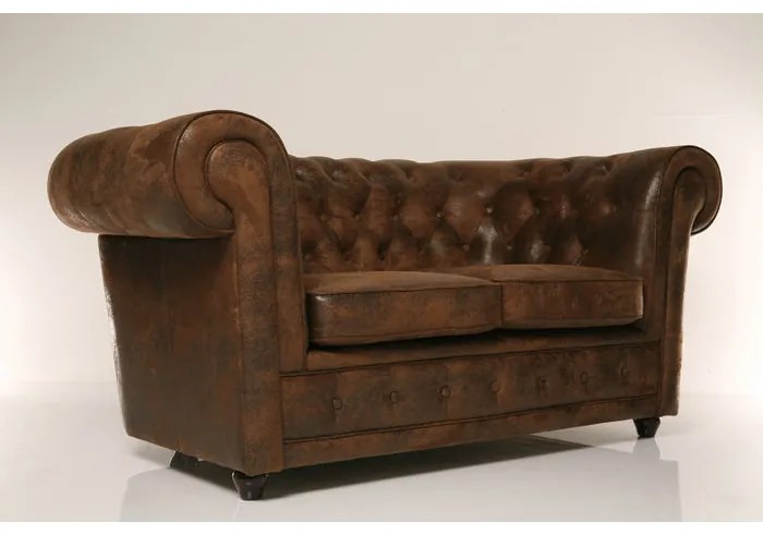 Καναπές Διθέσιος Oxford Vintage Eco Καφέ 160x92x76εκ - Καφέ