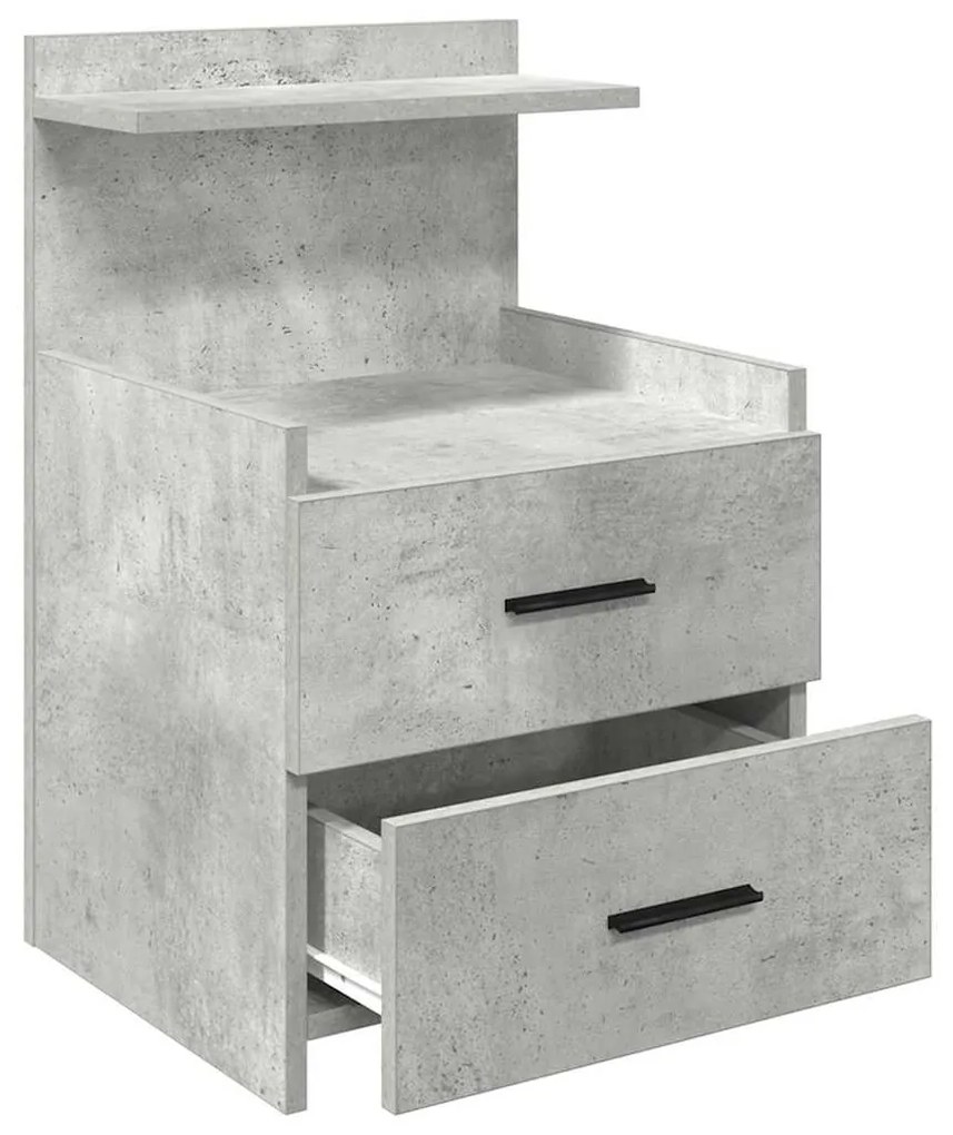 vidaXL Κομοδίνο με 2 Συρτάρια Γκρι Σκυρόδεμα 40x36,5x62 εκ.