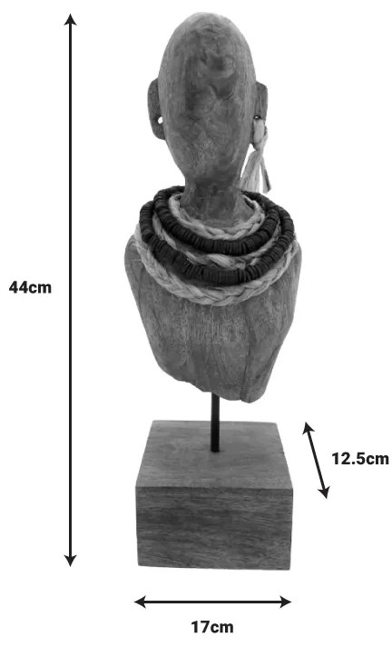 Προτομή Ebia Inart φυσικό μάνγκο ξύλο-μέταλλο 17x12.5x44εκ