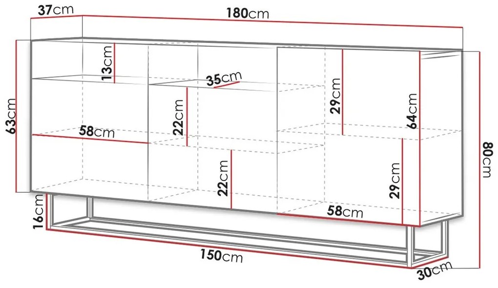 Ντουλάπι Lima D102, 80x180x37cm, Ράφια, Πλαστικοποιημένη μοριοσανίδα