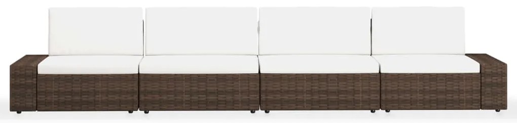 vidaXL Σαλόνι Κήπου 4 Τεμαχίων Καφέ από Συνθετικό Ρατάν