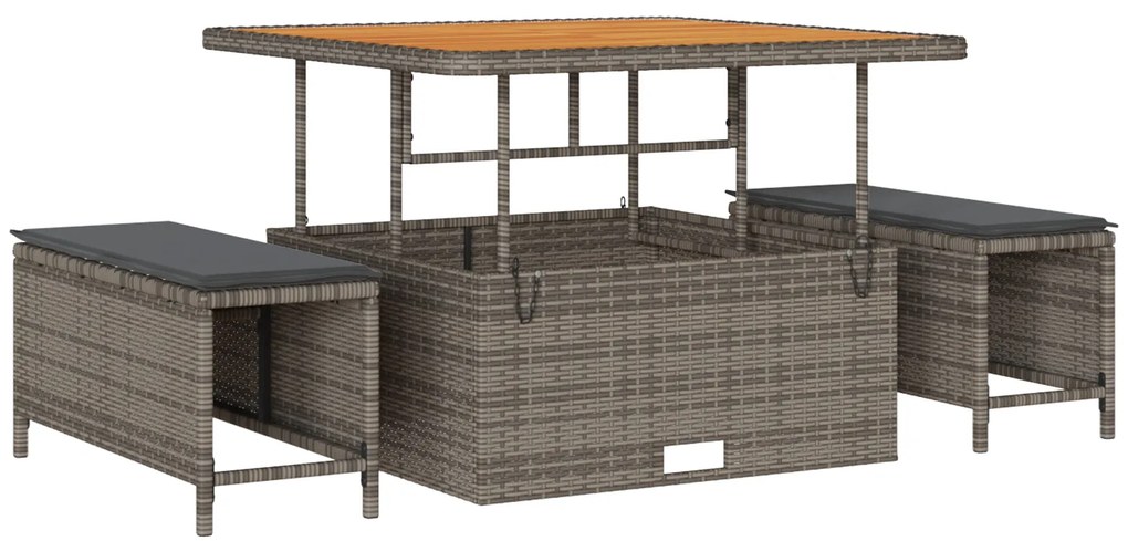 vidaXL Σετ Καναπέ Κήπου με μαξιλάρι με μαξιλάρι 12 pcs Σκούρο γκρι και Γκρι