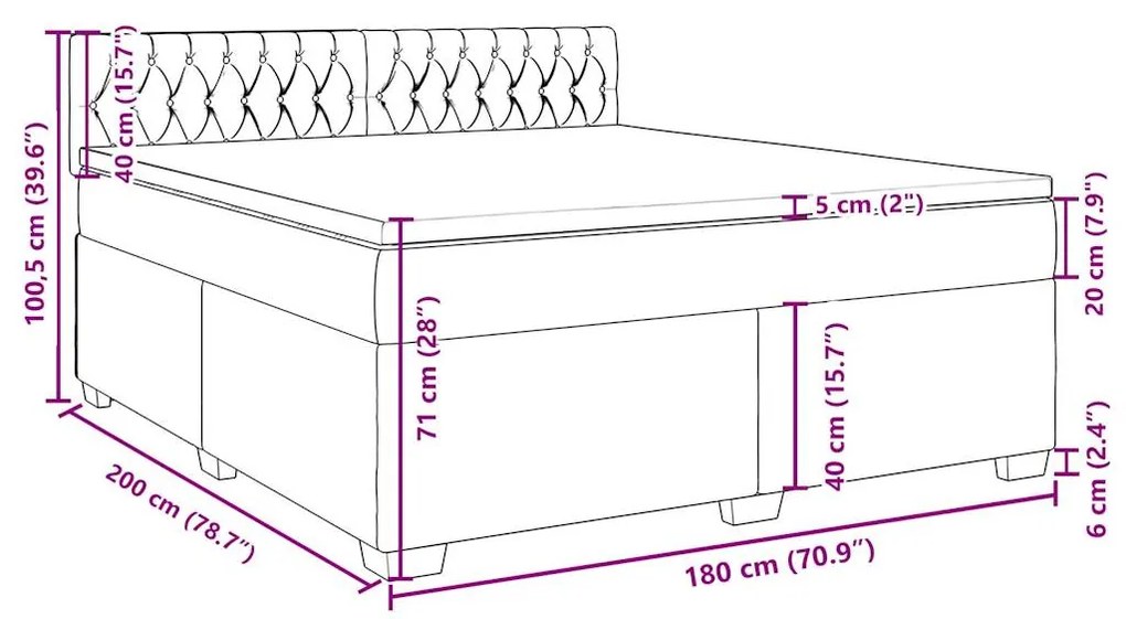 Κρεβάτι Boxspring με Στρώμα Taupe 180x200 εκ. Υφασμάτινο - Μπεζ-Γκρι