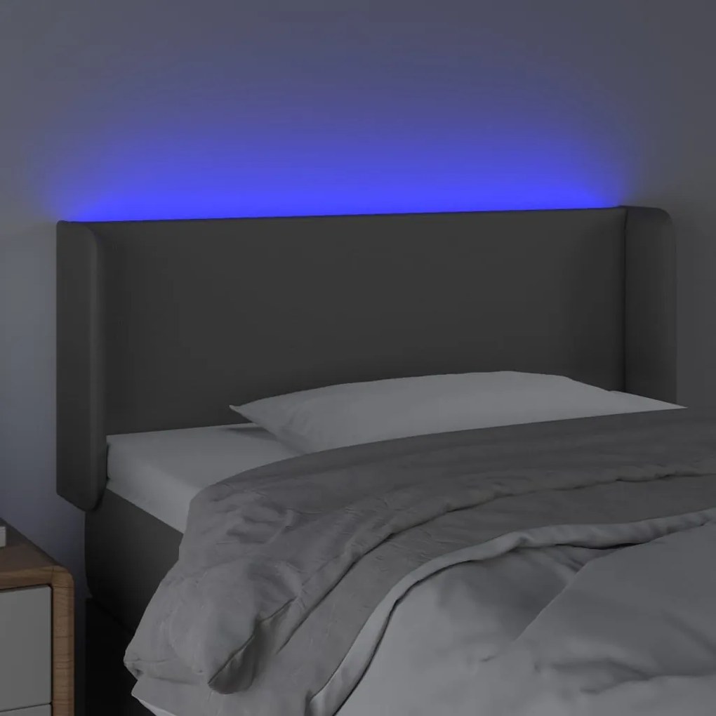 Κεφαλάρι Κρεβατιού LED Γκρι 93x16x78/88 εκ. από Συνθετικό Δέρμα 3123038