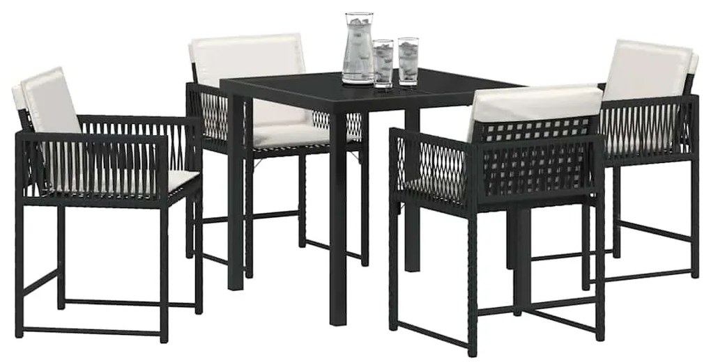 vidaXL Σέτ φαγητού για κήπο 5 pcs Μαύρο συνθετικό ρατάν
